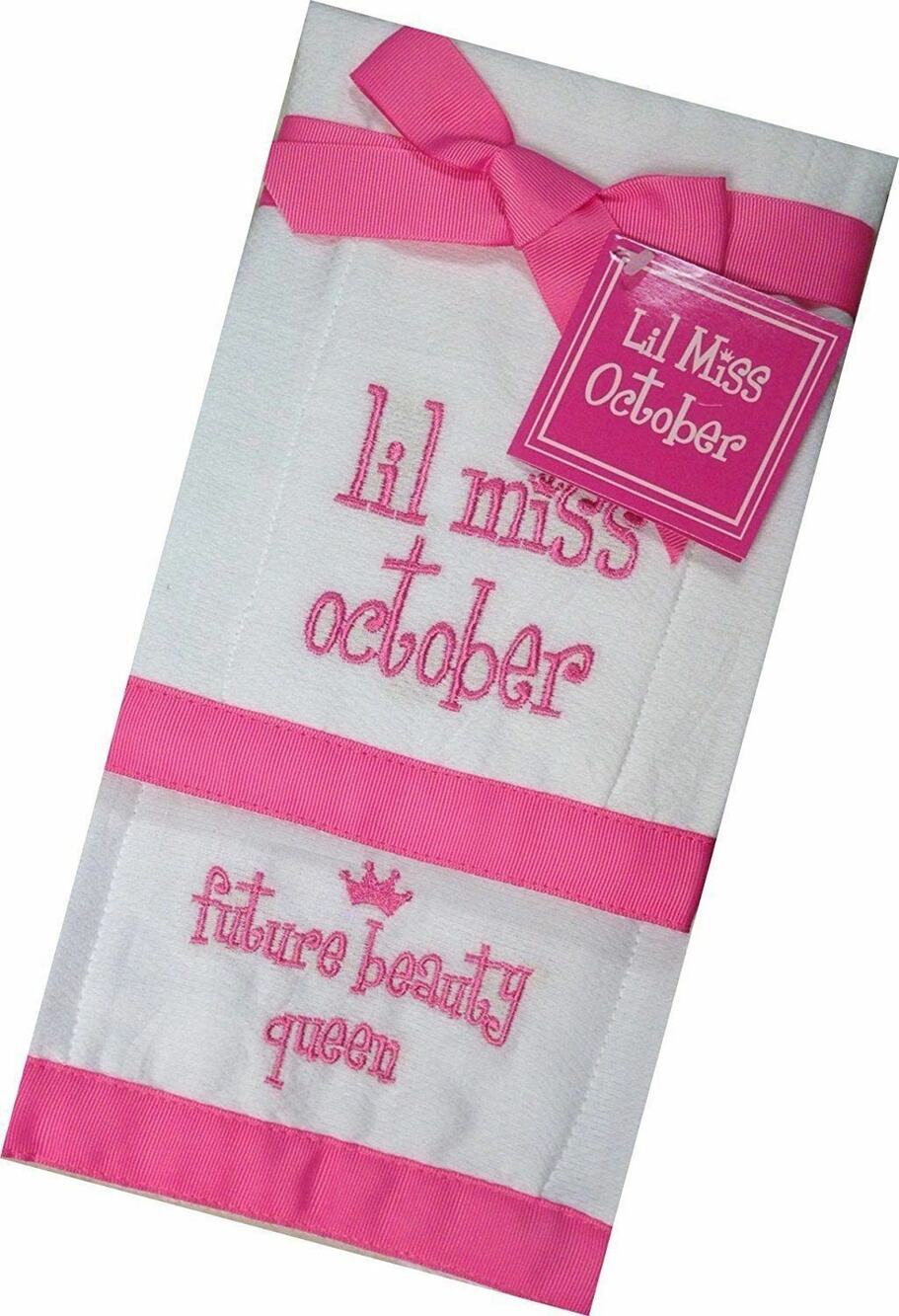Mud Pie Baby Burp Cloth Set Lil Miss October Future Beauty Queen Set of 2 NWT